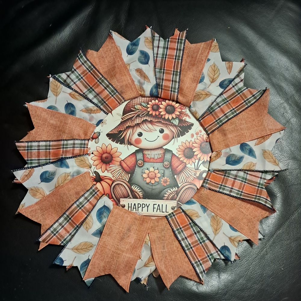 Happy Fall Scarecrow Ribbon Wreath